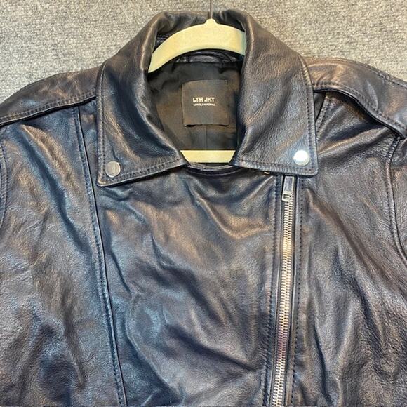 LTH JKT Black Leather Moto Biker Jacket Belted Soft Womens Medium Cropped Punk - Picture 8 of 12